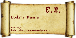 Boér Manna névjegykártya